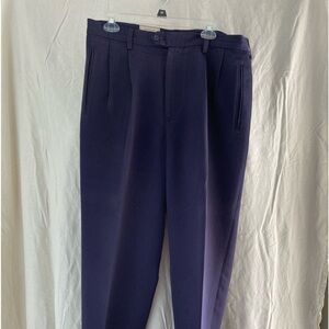 CHEROKEE Mens Pleated Cuff Dress Pants Navy Blue 36 X 32